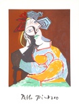 Femme Accoudee au Drapeau Bleu et Rouge Collectable Print by Pablo Picasso
