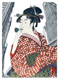 Woman Playing a Poppin (After Utamaro) Limited Edition by Michael Knigin