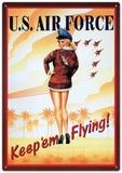 Air Force Keep Em Flying Sexy Girl Plaque en métal