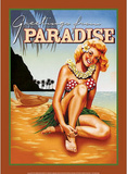 Greetings from Paradise Tropical Bikini Sexy Girl Tin Sign