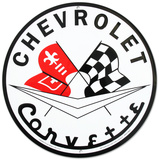 Chevrolet Chevy Corvette Racing Flags Round Tin Sign