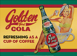 Golden Girl Cola Refreshing as a Cup of Coffee Tin Sign
