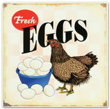 Fresh Eggs Hen Chicken Distressed Blechschild