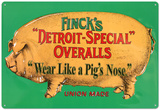Finck's Green Pig Vintage Metal Tin Sign