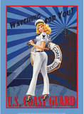 US Coast Guard Watching for You Sexy Girl Tin Sign
