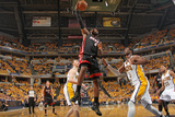 Indianapolis, IN - May 24: Miami Heat and Indiana Pacers - LeBron James and Roy Hibbert Fotografie-Druck von Nathaniel S. Butler