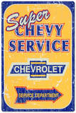 Super Chevy Chevrolet Service Car Distressed Tin Sign