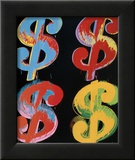 Four Dollar Signs, c.1982 (blue, red, orange, yellow) - 4 symboles du dollar, 1982 (blue, rouge, orange, jaune) Affiches par Andy Warhol