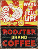 Rooster Brand Coffee Distressed Emaille bord