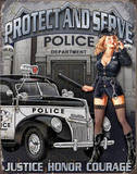 Protect And Serve Sexy Police Woman Plaque en métal