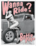 Bettie Page - Wanna Ride Plaque en métal