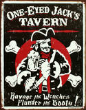 One Eyed Jack's Tavern Distressed Plaque en métal