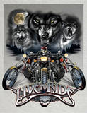Live to Ride Wolves Motocycles Tin Sign