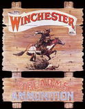 Winchester Firearms Ammunition Cowboy on Horse Rider Cartel de chapa Winchester Firearms Ammunition Cowboy on Horse Rider Cartel de chapa