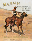 Marlin Firearms Co Rifles Cowboy on Horse Hunting Tin Sign