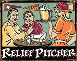 Relief Pitcher Beer Tin Sign