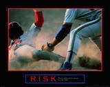 Risk Baseball Player Sliding Tag Motivational Prints