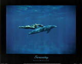 Dolphin Swim w/ nude Woman Serenity Posters