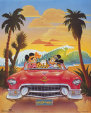 Mickey and Minnie Mouse Beach Car Affiches