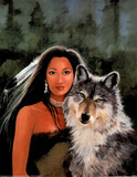 Squaw & Wolf Native American Prints