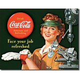 Coca Cola Coke Female Machinist Tin Sign