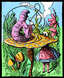 Alice in Wonderland Mushroom Caterpillar Blacklight Reactive Cloth Wall Hanging Posters