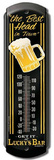 Lucky's Bar Indoor/Outdoor Thermometer Tin Sign