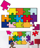 Puzzle : 22 stickers muraux multicolores Autocollant mural