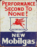 Mobil Gas Gasoline Performance Second to None Tin Sign