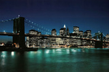 New York City (Brooklyn Bridge & Night Skyline, 2007) Photo Print Poster Poster