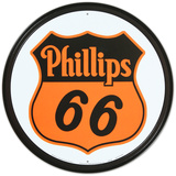 Phillips 66 Shield Logo Gasoline Round Tin Sign
