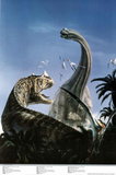 Brachiosaurus and Ceraton Prehistoric Dinosaur Print Poster Posters