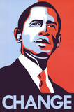 Barack Obama (Change, Red White & Blue) Art Poster Print Poster