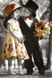Boy and Girl on First Date Art Print Poster Posters
