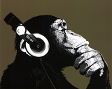 The Chimp Stereo Headphones Art Print Poster Print