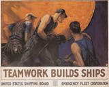 Teamwork Builds Ships Vintage Ad Art Print Poster Poster