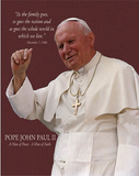 Pope John Paul II (Waving, Burgandy) Art Poster Print Posters