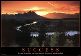 Success Mountains and Stream Motivational Poster Print Prints