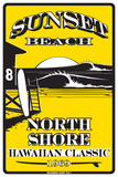 Sunset Beach North Shore Hawaiian Classic 1969 Plaque en métal