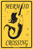 Mermaid Crossing Tin Sign