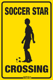 Soccer Star Crossing (Boy) Tin Sign