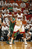 Miami, FL - May 28: LeBron James and Rajon Rondo Photographic Print by Issac Baldizon