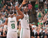 Boston, MA - June 3: Kevin Garnett and Rajon Rondo Photographic Print by Jesse D. Garrabrant