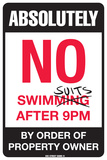 Absolutely No Swimsuits After 9PM Tin Sign