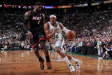 Boston, MA - June 3: Paul Pierce and LeBron James Photographic Print by Brian Babineau