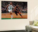Boston, MA - June 3: Dwayne Wade and Ray Allen Print by Brian Babineau