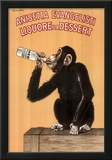 Monkey Drinking Liquor Vintage Ad Art Print Poster Print