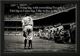 Babe Ruth Swing Big Quote Sports Poster Print Lámina