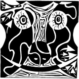 Bull Charging Bloodshot Eyes Rorschach Maze Prints by Yonatan Frimer
