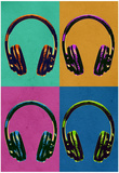 Headphones Vintage Style Pop Art Poster Print